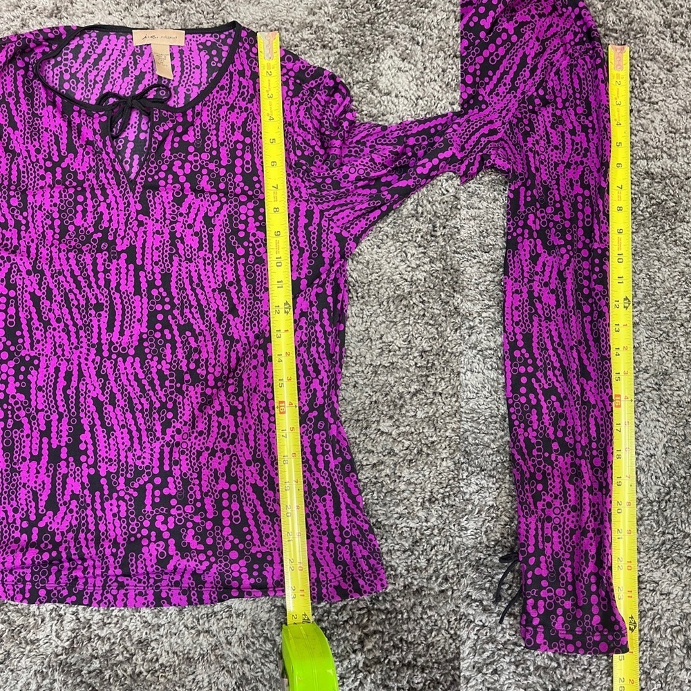 2 I.E. relaxed blue purple black long sleeve lightweight nylon women’s blouse M - Picture 16 of 17